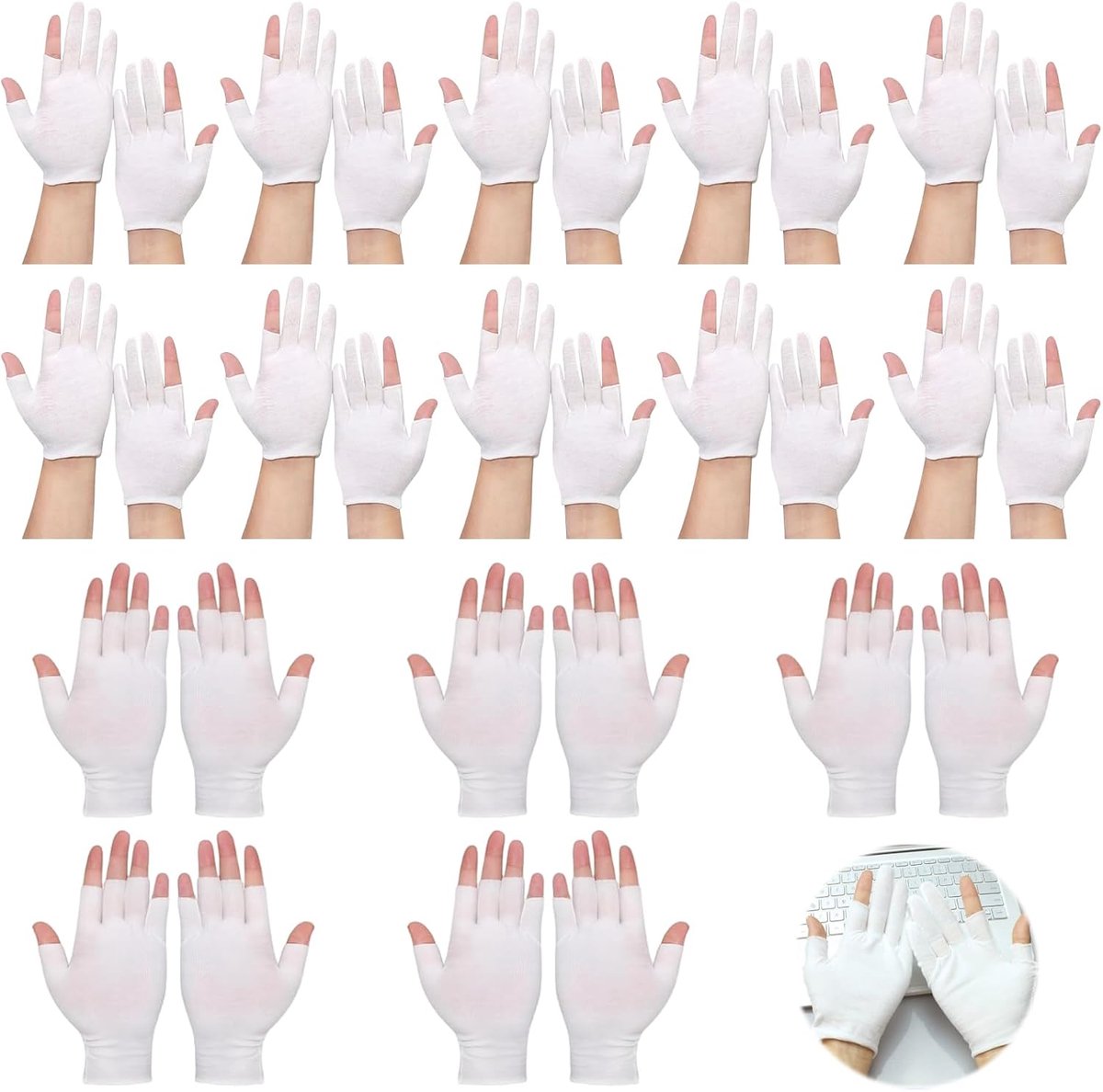 Vingerloze handschoenen 15 paar - witte katoen - ademend - comfortabel voor schoonheid - ShopVlot