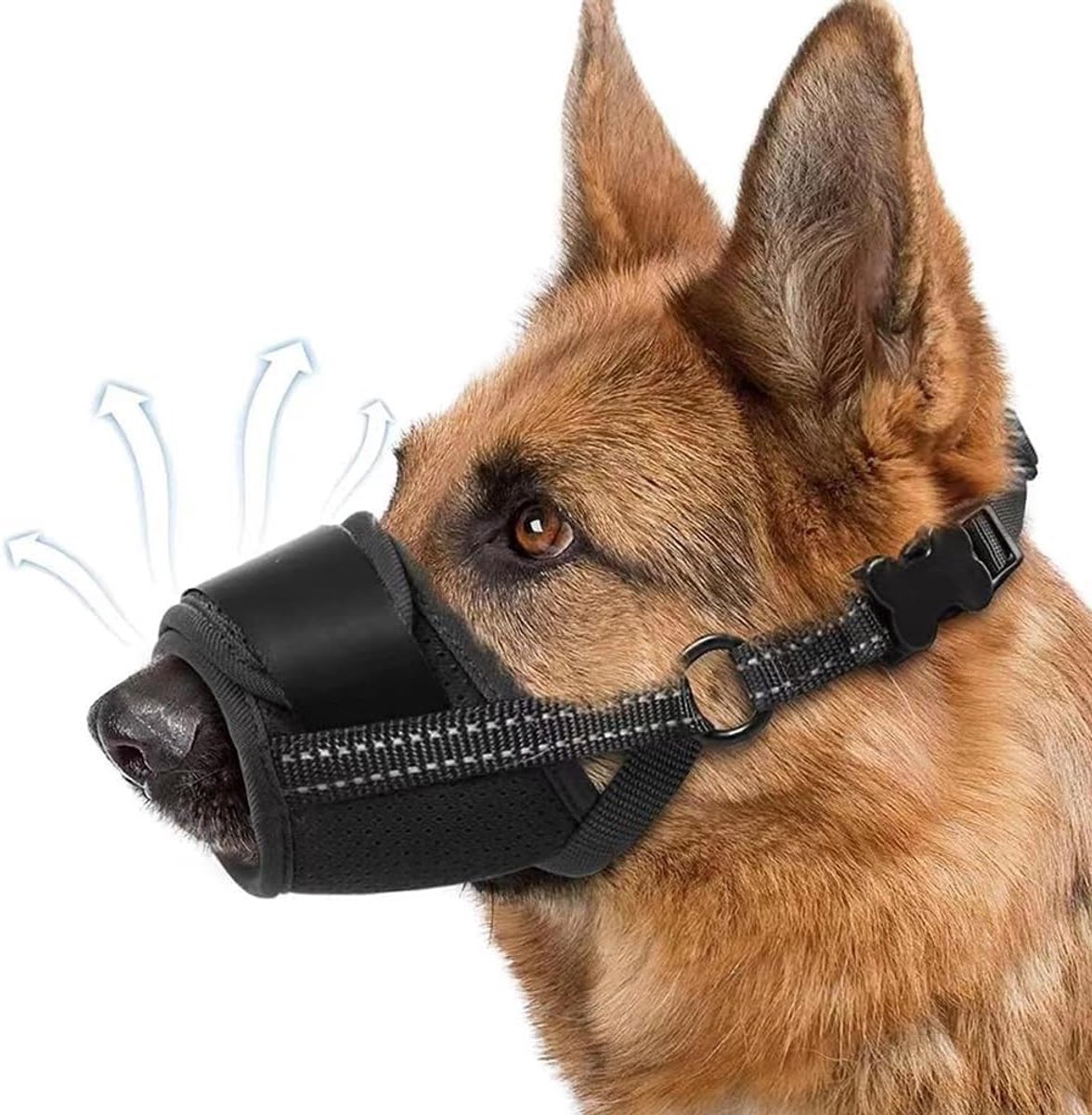 Muilkorf voor honden S - verstelbare ring - reflecterende band - ideaal voor training - ShopVlot