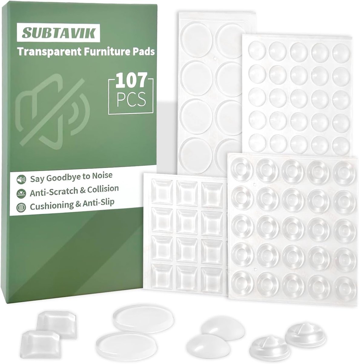 Cabinet bumpers 107 stuks - transparante rubberen pads - 4 maten - beschermt meubels tegen krassen - ShopVlot