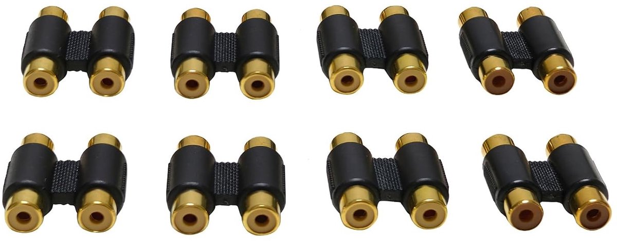 RCA koppeling adapters 8 stuks - 2 Cinch naar 2 Cinch - Goudgeplated - Perfect voor audio en video - ShopVlot