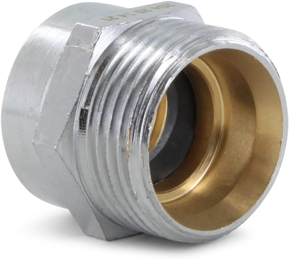 Reducer adapter 3/4 inch AG naar 1/2 inch IG - chroomverchroomd - met rubberen afdichtring - ShopVlot