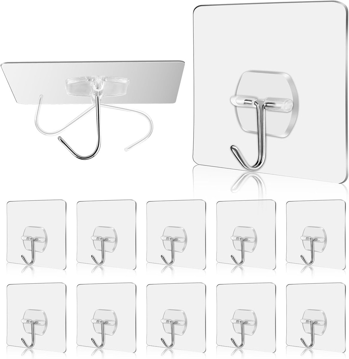 Zelfklevende Haakjes 10 Stuks - Transparant 7 cm - Max 15 kg - Voor Sleutels en Decoratie - ShopVlot