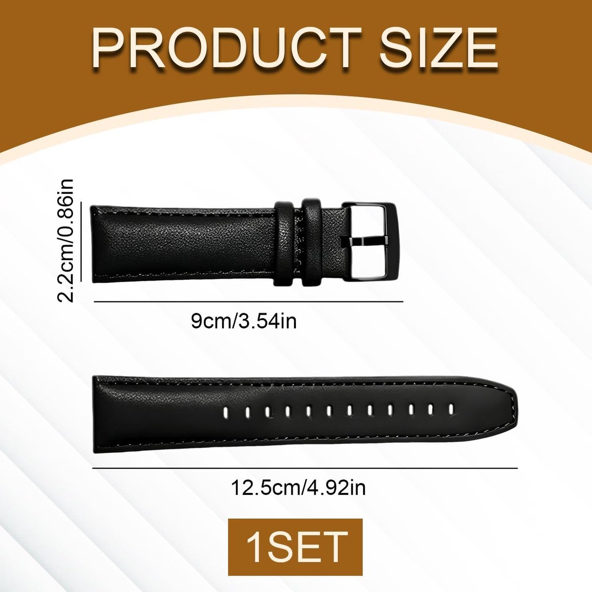 Horlogeband 22 mm zwart - echt leer - premium armband met zwarte sluiting - snel verwisselbaar voor smartwatch - ShopVlot