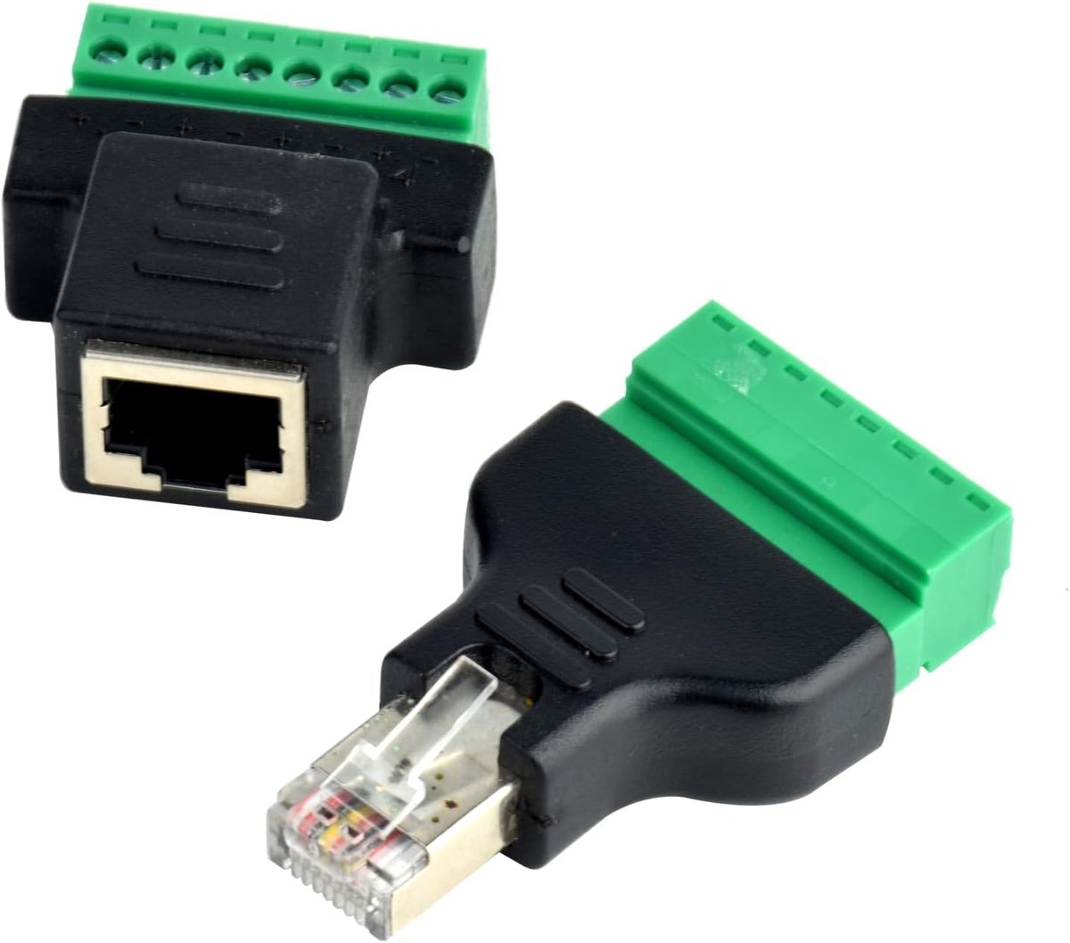 RJ45 to Terminal Block 8 Pin Adapter LAN Network Ethernet - Converter to 8-pin screw (1 x socket + 1 x plug) - ShopVlot