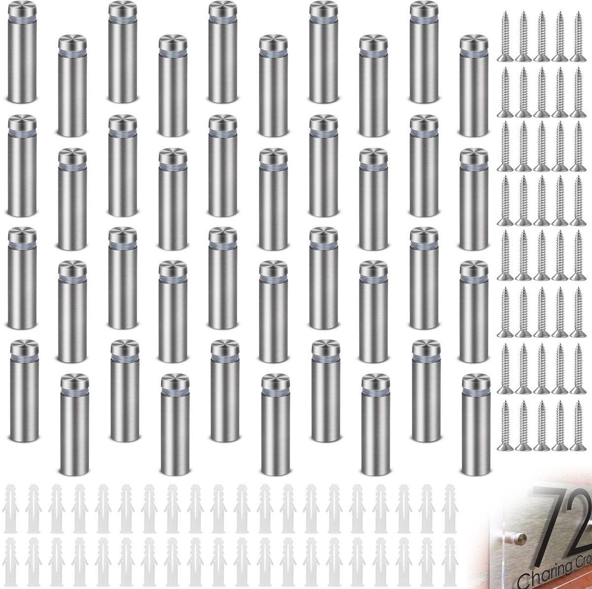 Solidchoice - 40 Stuks RVS Spacer Sleeves voor Wandmontage en Signaalhouders