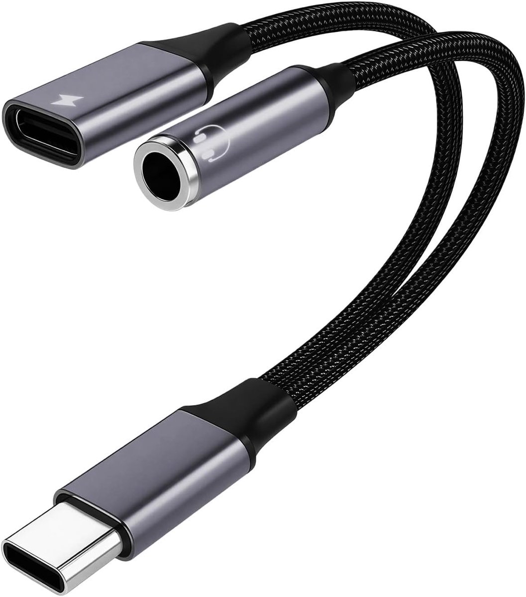 2-in-1 adapter USB C naar jack met oplaadfunctie, USB C jack adapter -audio 32 bit/384 kHz, ondersteunt snel opladen - ShopVlot