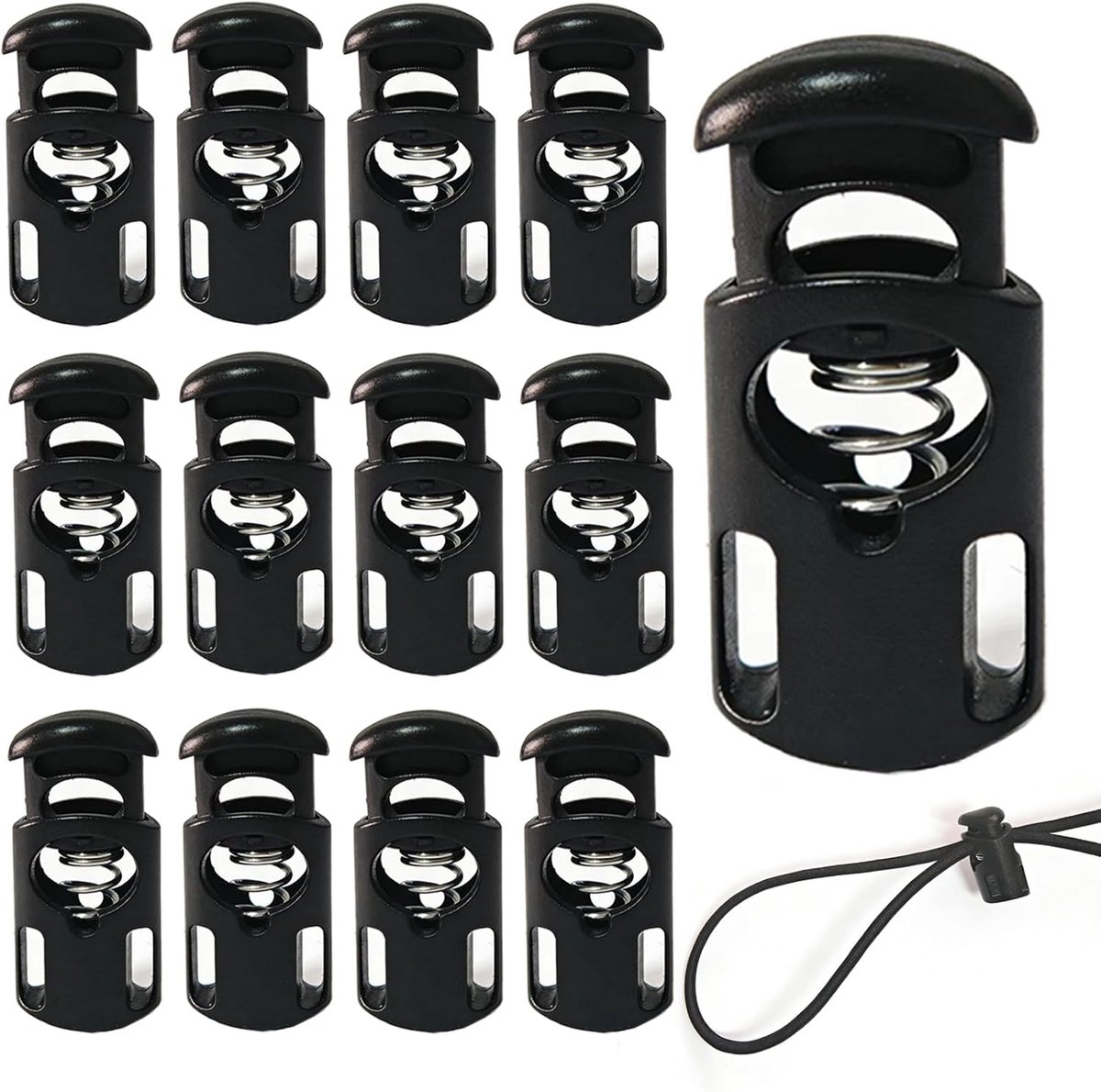 12 Pcs Cord Stoppers,5mm Cord Spring Cord Rope Stopper,Plastic Cord Clamp for Lacing,Stopper for - ShopVlot
