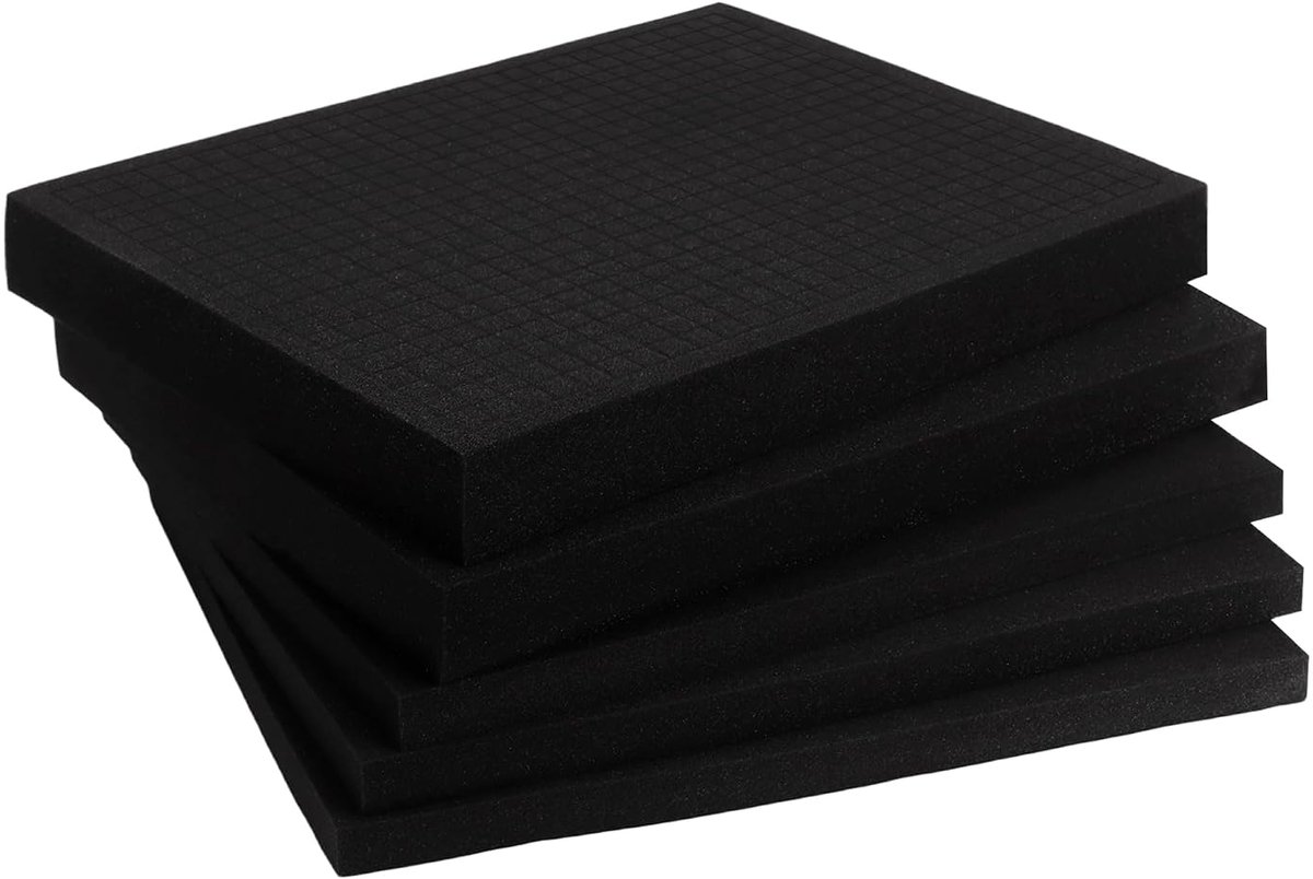 5 stuks rasterschuim, kubusschuim, 40 x 30 x 5 cm en 40 x 30 x 2,5 cm, op maat gesneden, rasterschuim, zwart - ShopVlot