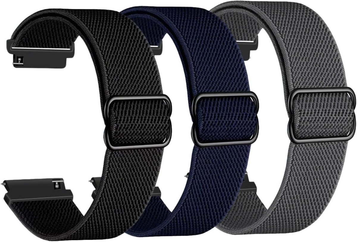 3pcs Elastic Watch Straps, Adjustable Watch Band 22mm for Men and Women, Breathable Smartwatch Band, Comfortable Watch - ShopVlot