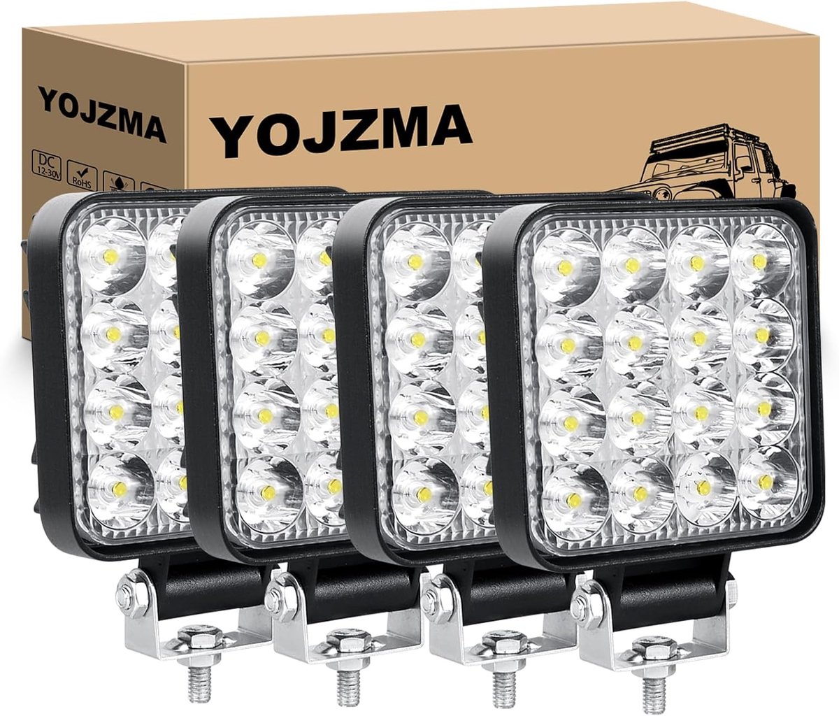 4PCS 48W Mini LED Fog Light, 4Inch Spot LED Work Light Pod Lights Driving Off-Road LED Light Bar for Truck Marine Boat - ShopVlot