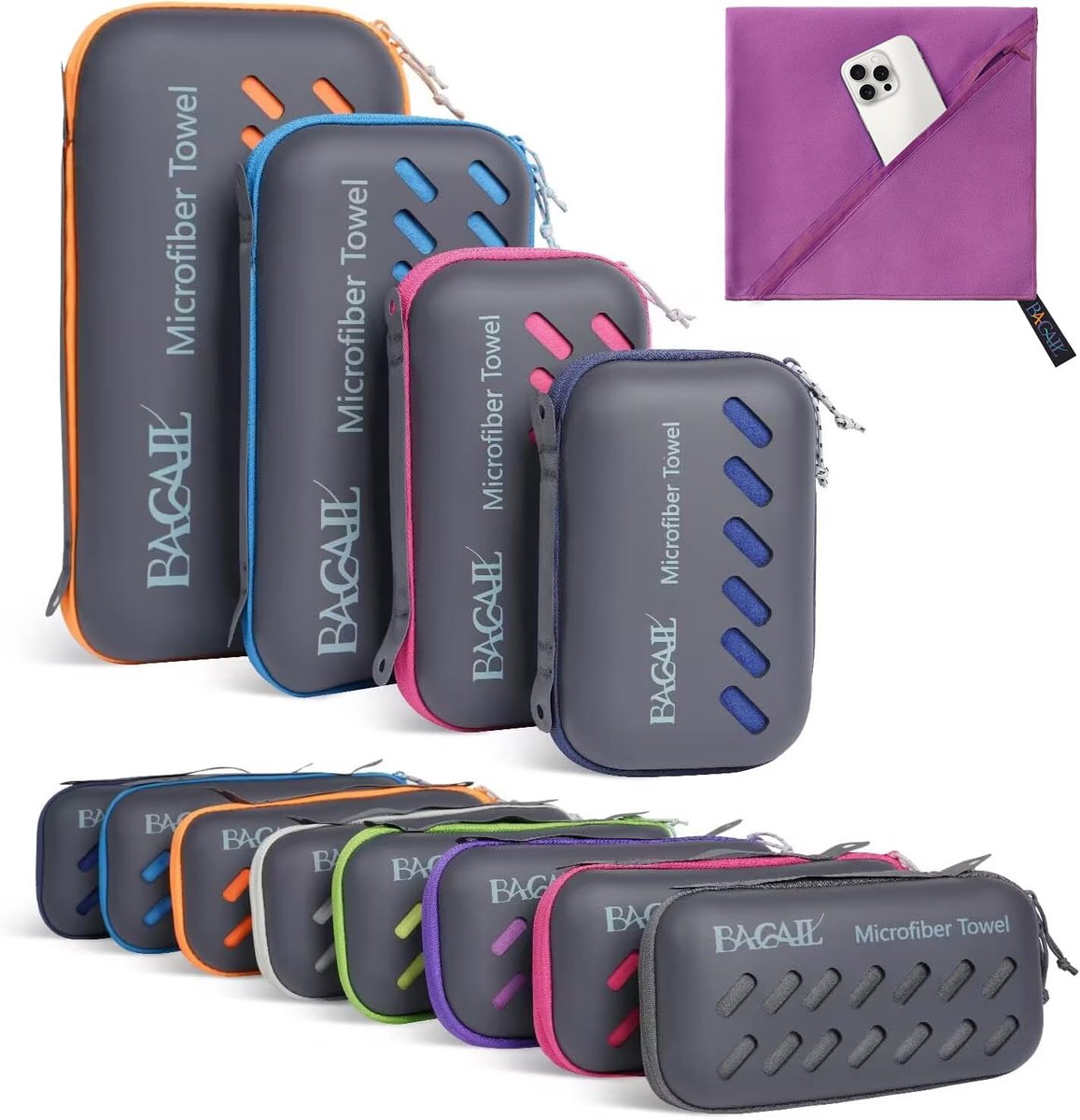 BAGAIL Microfibre Travel Towel, Perfect Camping Towel, Swimming Towel and Beach Towel, Quick Drying, Super Absorbent - ShopVlot