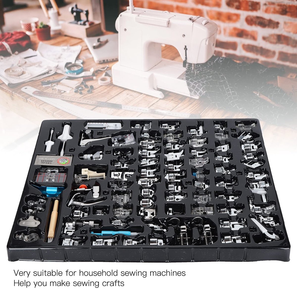 Dailygoods- Naaimachine Naaivoetset 82-delig - Multifunctionele Accessoires - Huishoudelijke Onderdelen - Hoogwaardig Metaal - Slijtvast en Duurzaam - Naaivoet