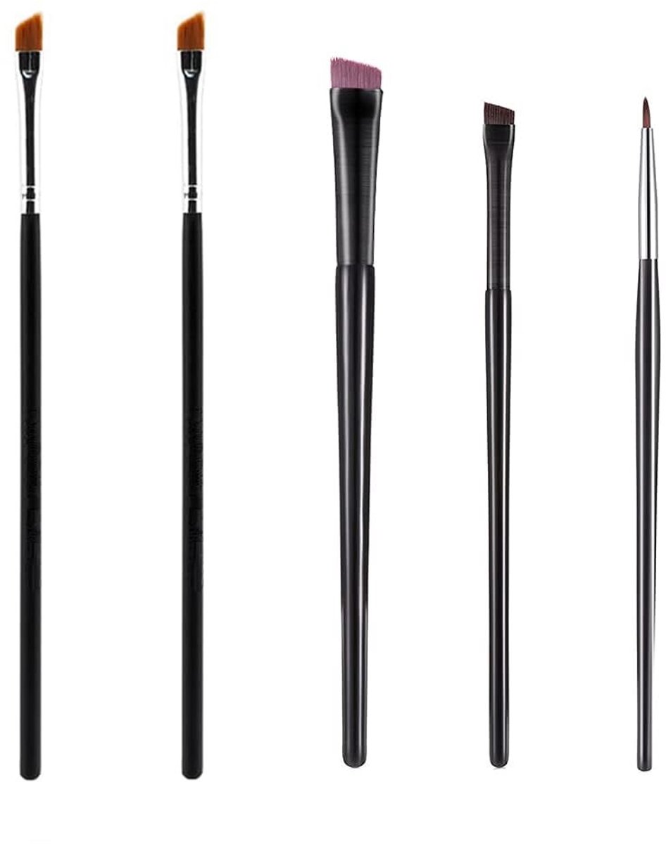 Dailygoods- Eyelinerkwast Hoogwaardige Afwerking - Oogmake-up - Mengborstel 5-pack - Schuine Wenkbrauwkwast - Flexibele Borstelkop - Zacht Effect - Oogschaduwkwast