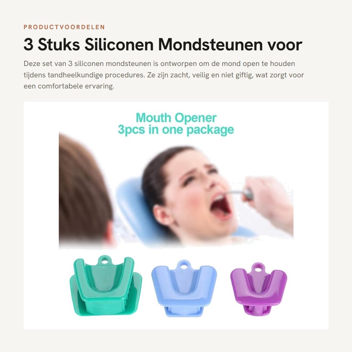 Dailygoods- Mondsteunen 3 Stuks - Mondopener - Beetblok - Kussenopener - Retractor - Zacht en Veilig