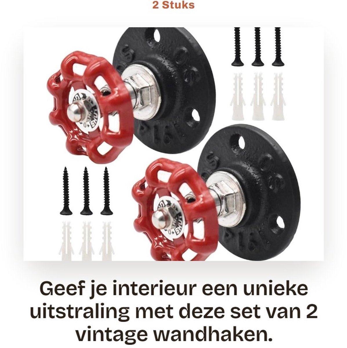 Dailygoods- Wandhaken 2 Stuks - Vintage Industriële Haken - Metalen Handwiel Haken - Wandmontage Beugel - Antieke Wooncultuur - Creatief Ontwerp - Haakjes