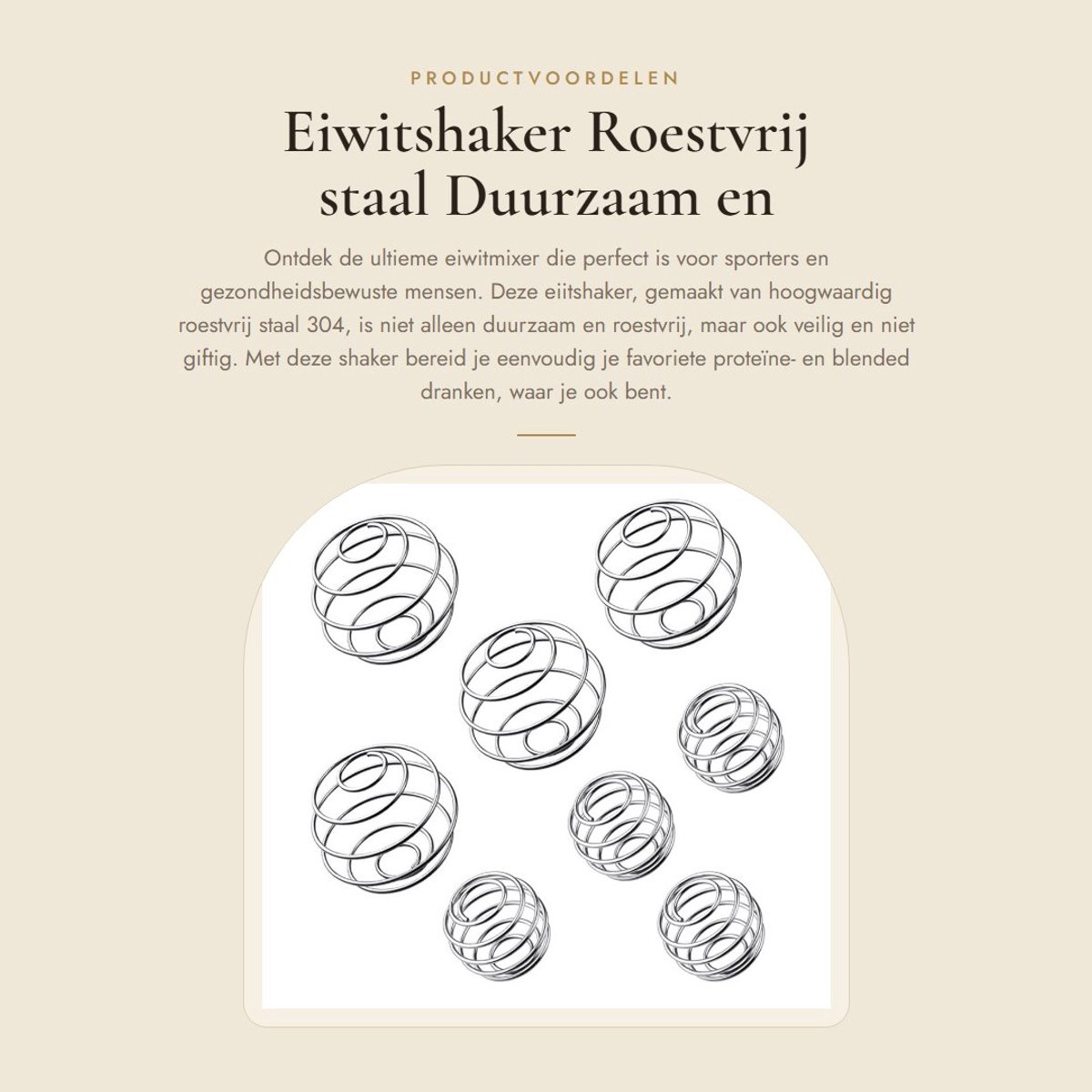 Dailygoods- Eiwitshaker roestvrij staal - 8 stuks - Mengbal - Eiwitmix - Blended dranken - Duurzaam materiaal - Veilig en niet giftig - Shaker
