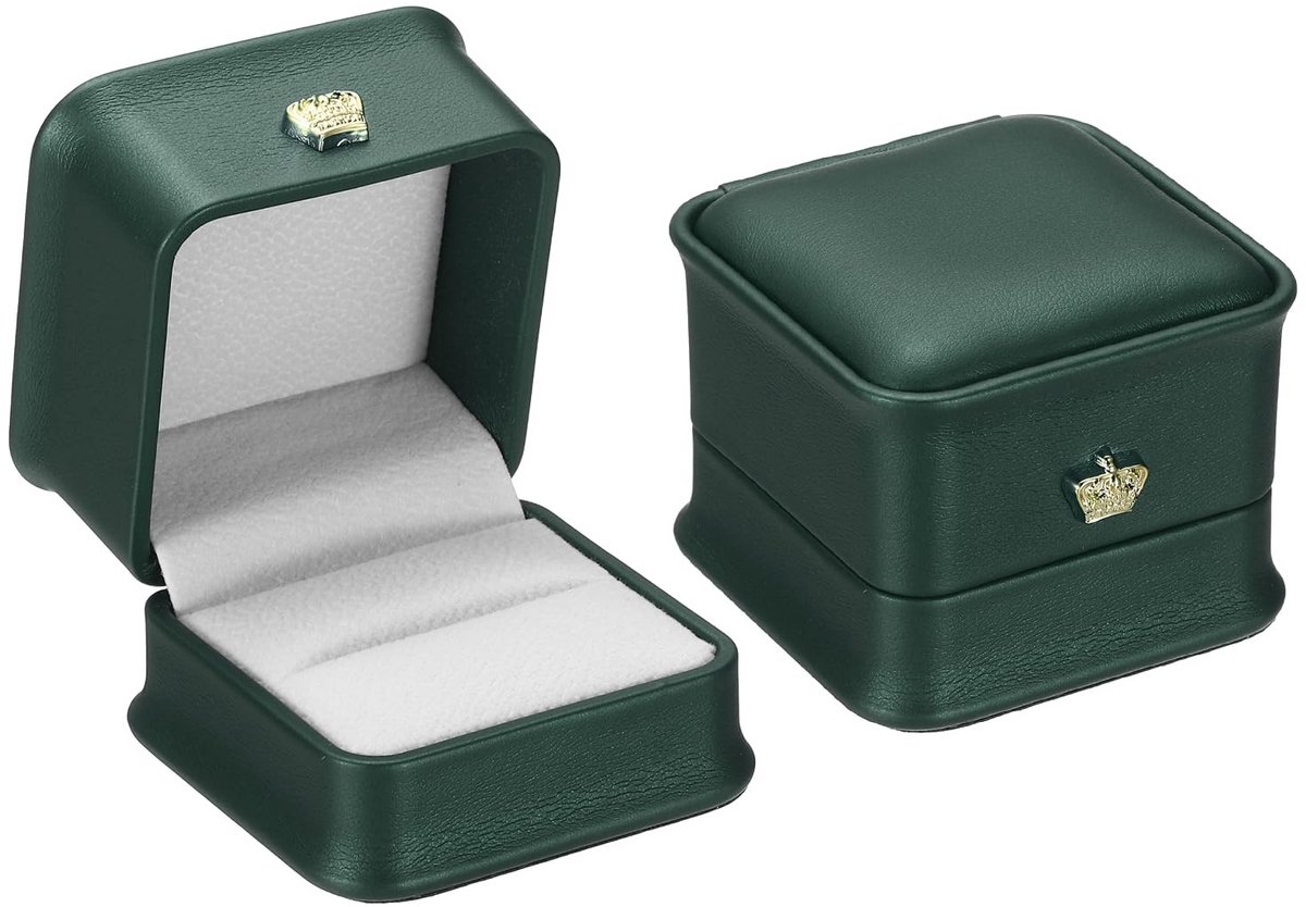 Dailygoods - PATIKIL Fluwelen Ringendoos, 2-delig Trouwringendoos Vintage Juwelendoos voor Verloving Voorstel Ceremoniële Jubileum Stijl 4, Groen
