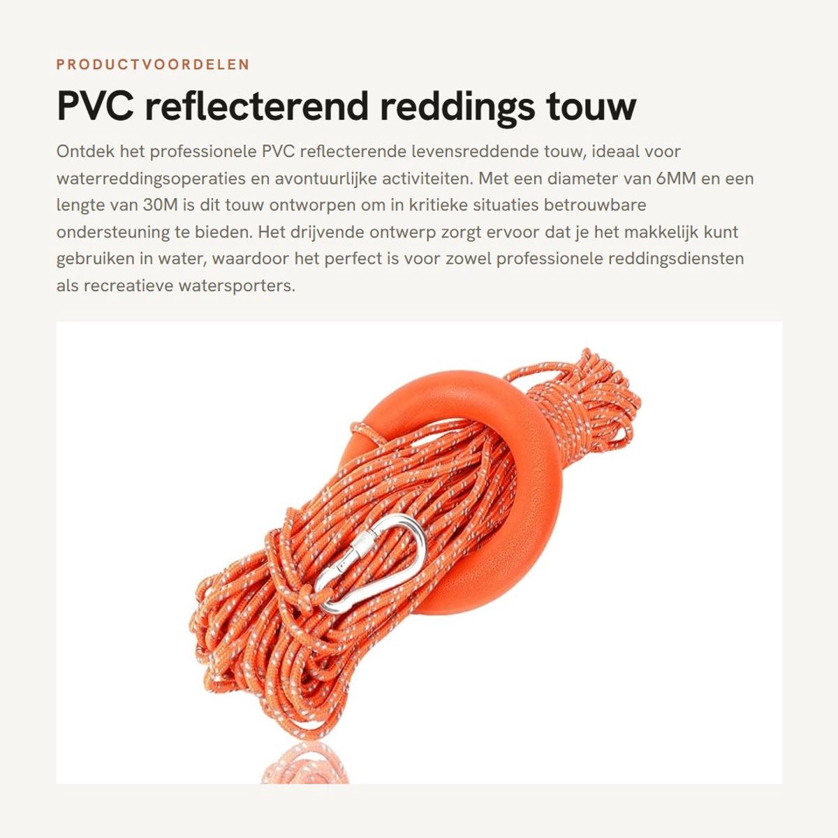 Dailygoods- Reflecterend Touw 6MM - 30M PVC - Levensreddend - Waterdicht - Sterke Trekkracht - Hoogwaardige Kwaliteit - Hoge Zichtbaarheid - Reddingtouw