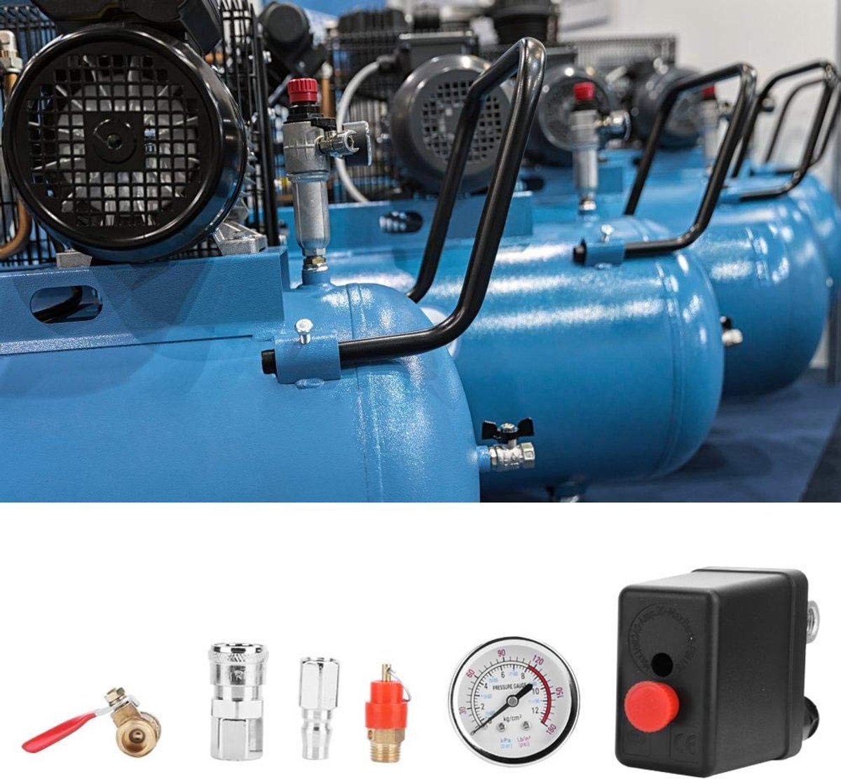Dailygoods - 3-fasen drukschakelaar - 4-gaats voor luchtcompressor - maximale werkdruk 125 psi - ideaal accessoire - lange levensduur - gebruiksvriend...