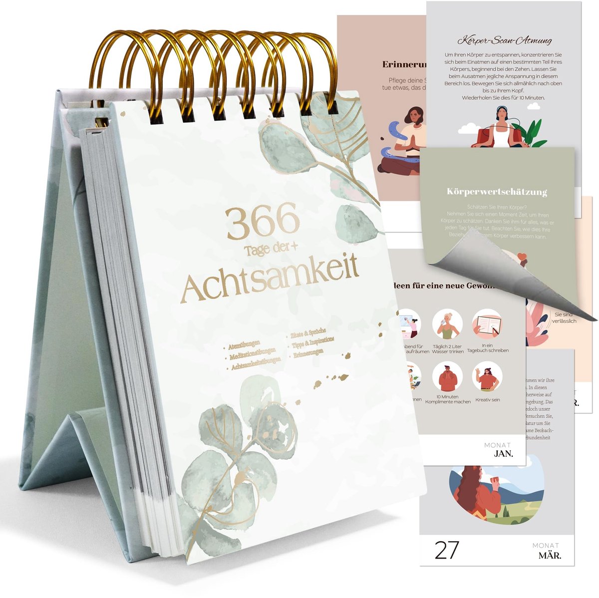 Dailygoods - BIROYAL Scheurkalender 2024, afscheurkalender 2024, voor 366 dagen mindfulness en inspiratie, afscheurkalender 2024, dagelijkse spreuken, oefeningen en tips voor een vol jaar