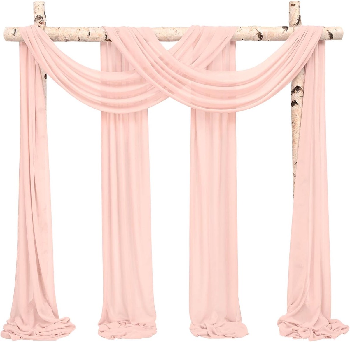 Bruiloft Boog Drapering Stof 2 Panelen 28" x20Ft Blush Roze Chiffon Stof Draperie Bruiloft Boog Drapes Chiffon Pure Achtergrond Gordijnen voor Prieel Bruiloft Boog Ceremonie Plafond