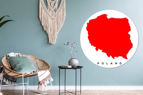 Illustration de la Pologne en rouge Cercle mural aluminium ⌀ 120 cm - tirage photo sur cercle mural / cercle vivant / cercle de jardin (décoration murale) XXL / Groot format!