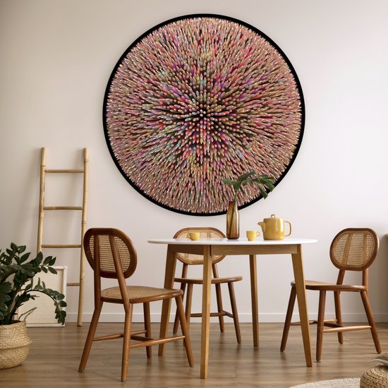Crayons de coloriage Illustration d'ordinateur Cercle mural Plaque en plastique ⌀ 120 cm - impression photo sur cercle mural / cercle vivant (décoration murale)