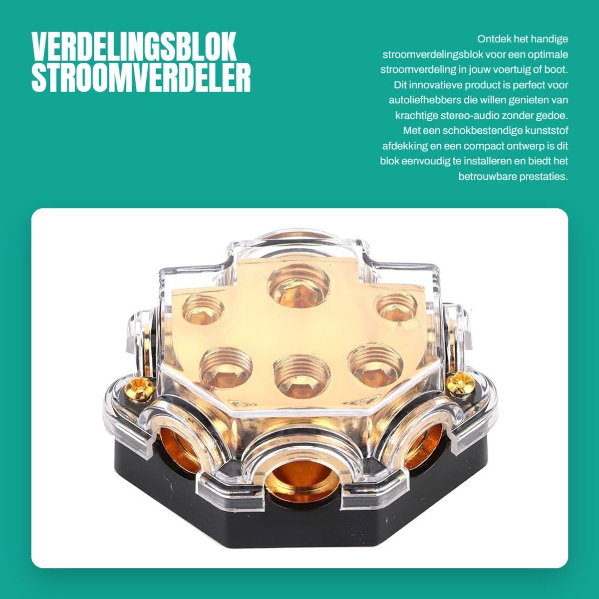 Dailygoods- Verdelingsblok 32 Ampere - Stroomverdeler - Schokbestendig - Kunststof - 1 Ingang/5 Uitgangen - Afmetingen 51 x 70 x 32 mm