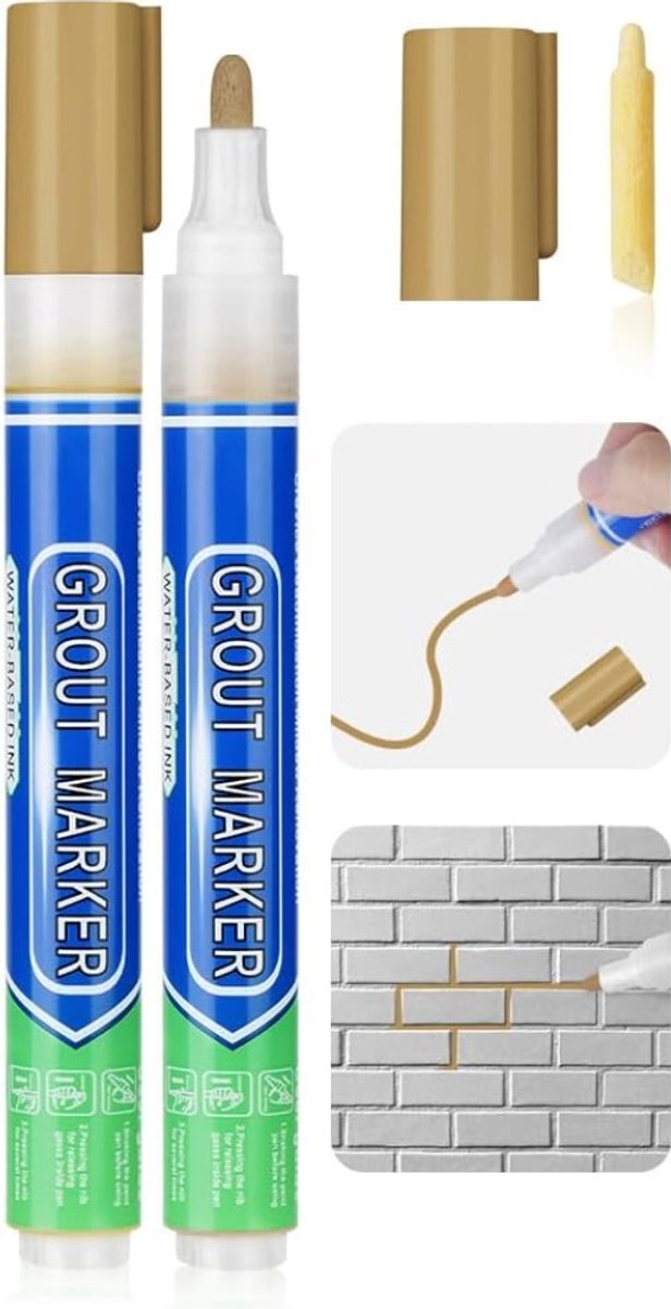Voegenstift Goud – Voegenmarker – Voegenpen – Voegverf Pen – Voegstift – Voegen Kleuren en Opfrissen – Tegelvoegen Reinigen – Voegkleuring – Tegelvoeg Marker – Badkamer, Keuken en Toilet