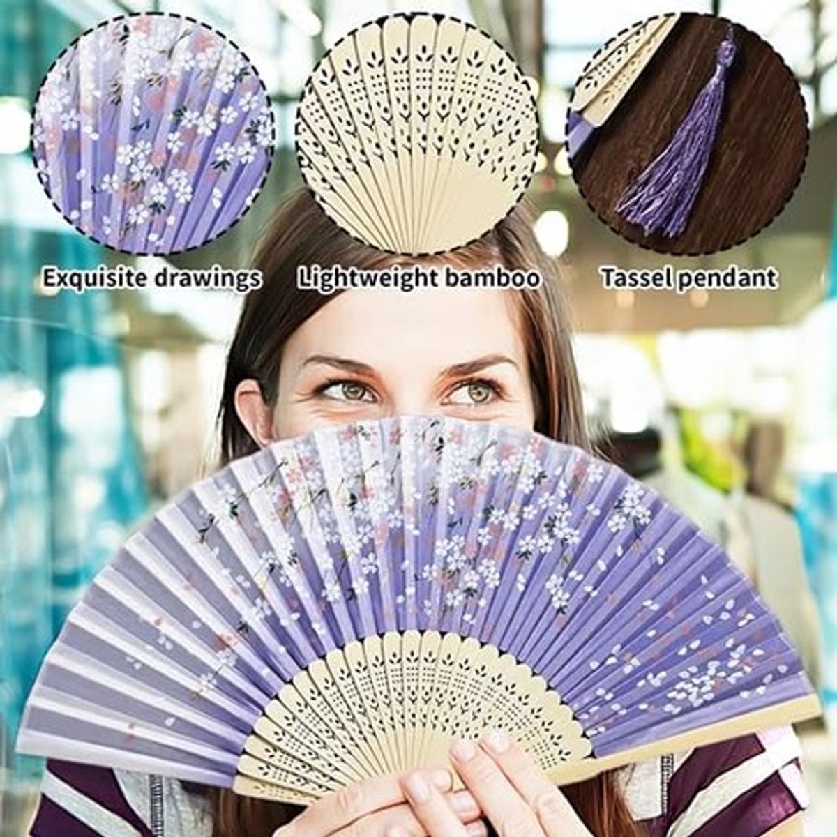 Dailygoods- Vouwwaaiers 2 stuks - Retro Vouwvakken - Bamboewaaiers - Zijde - Geschikt voor Feesten - 38 cm Opengeklapt - Danswaaier