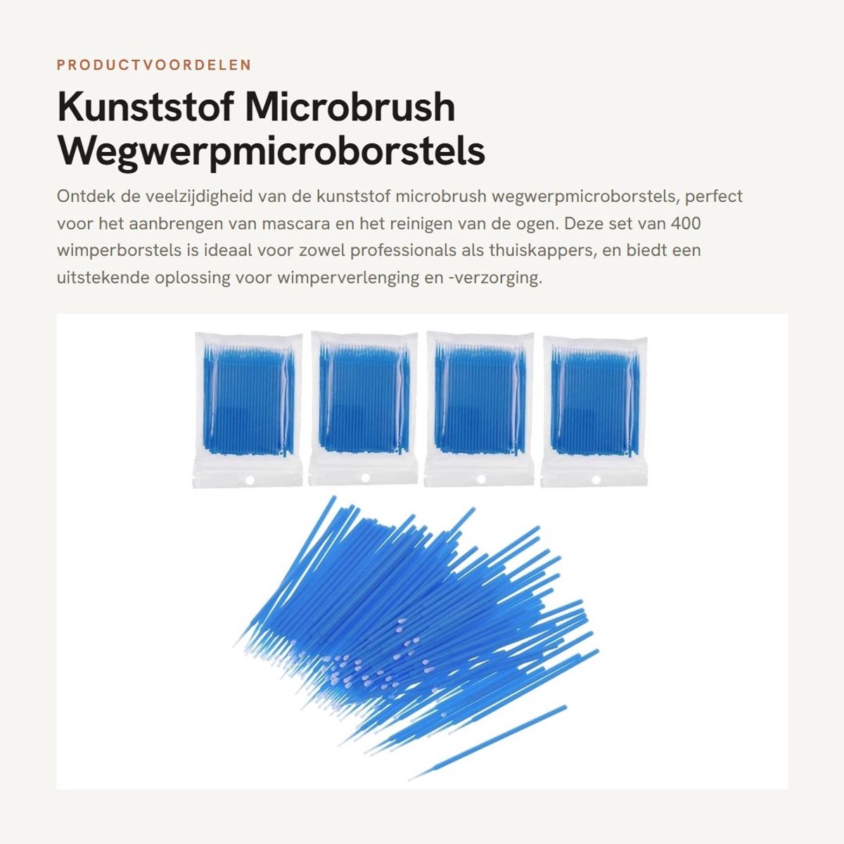 Dailygoods- Microborstels 400 Stuks - Wimperborstels - Reinigingsstaafjes - Wegwerp - Hoogwaardig Kunststof - 10 cm Lengte