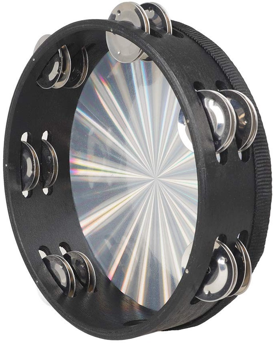 Dailygoods- Tamboerijn 8 Inch - Houten Constructie - Dubbele Rij Jingles - Lichtgewicht - Reflecterende Drumkop - Ideaal voor Muziekles - Percussie