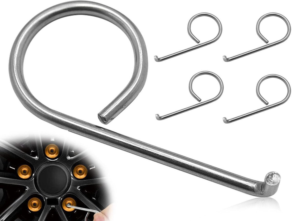 Dailygoods- Wielmoerkappen Set van 4 - Multifunctionele Verwijderingshaken - Hoogwaardige Materialen - Duurzaam - Geschikt voor Auto/SUV/Truck/Motor - Wielmoer