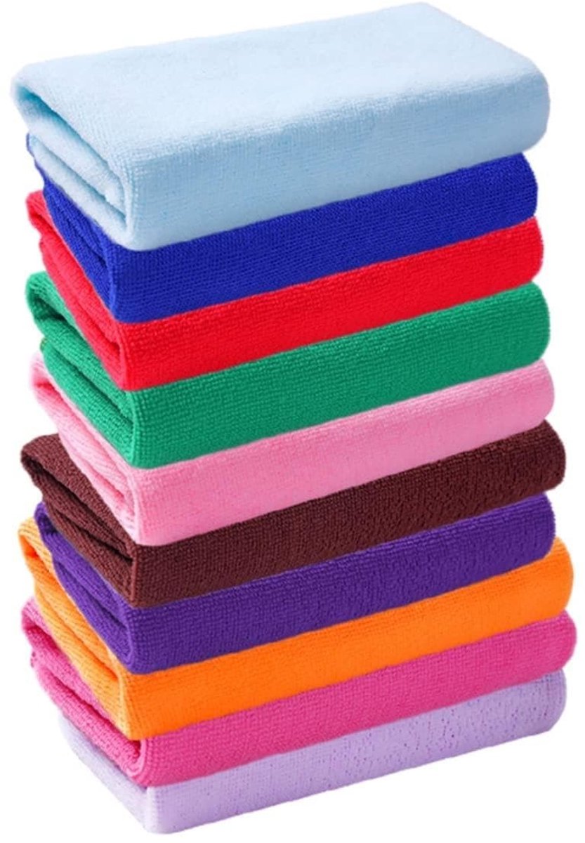 Dailygoods - FRCOLOR Set van 10 microvezel washandjes, 25 x 25 cm, sneldrogende reinigingsdoekjes voor gezicht en lichaamsverzorging, ideaal als washandje