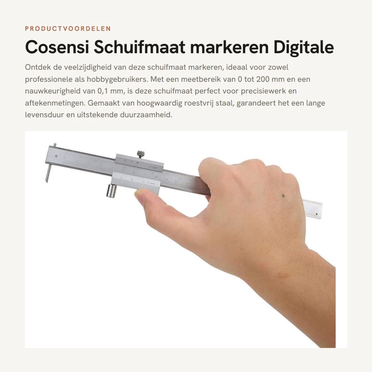 Dailygoods- Schuifmaat Roestvrij Staal - Meetbereik 0-200mm - Lezingswaarde 0,1mm - Slijtvast/Slagvast - Fijnslijpend Meetoppervlak - Duidelijke Schaal - Meetinstrument