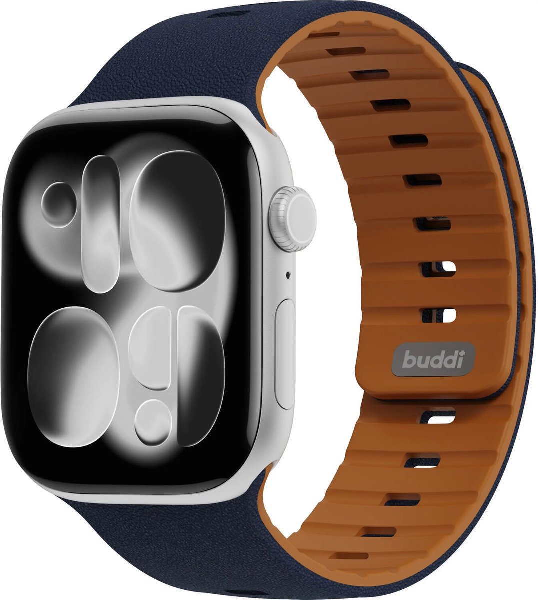 Buddi Luno Magnetisch Apple Watch Bandje - Geschikt voor Apple Watch 42mm (Series 11/10), 41mm (Series 9/8/7), 40mm (Series 6/5/4/SE 1/2/3), 38mm (Series 3/2/1) - Siliconen - Indigo
