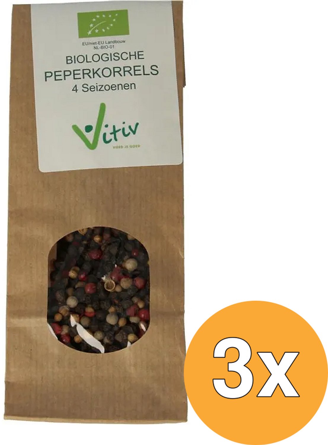 3x Vitiv Peperkorrels 4 Seizoenen Bio (40 gr)