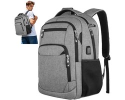 OKWISH Reistassen -Rugzak voor 15,6-inch laptops met grote capaciteit - Inclusief USB-oplader en interne oplaadkabel - Geschikt voor zakenreizen, weekendjes weg en winkelen - Unisex - Polyesterstof - Grijs