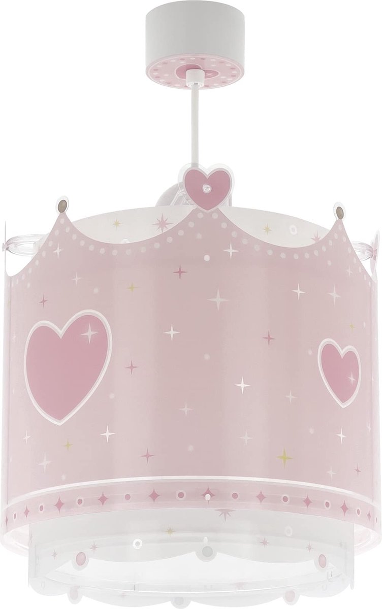 Kinder hanglamp plafondlamp kinderkamer kinderlamp Little Queen Crown Hearts roze (61102)