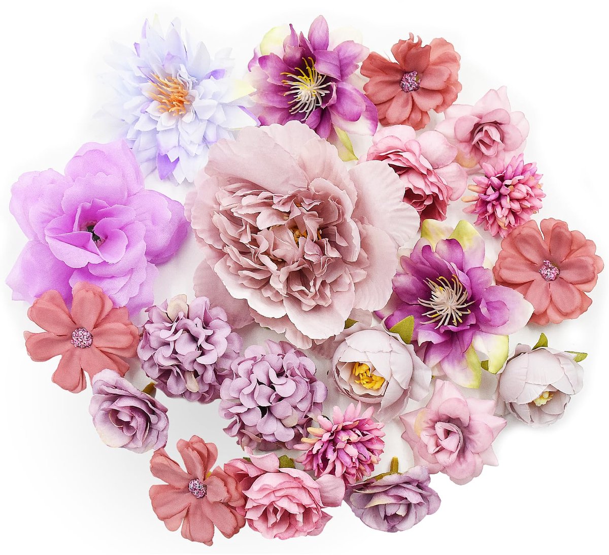 Kunstbloemen voor decoratie, kunstbloemen, feesttaartdecoraties voor bruiloft, feest, bruidsboeket, bloem, haaraccessoire, wandpaneel, woondecoratie (paars)