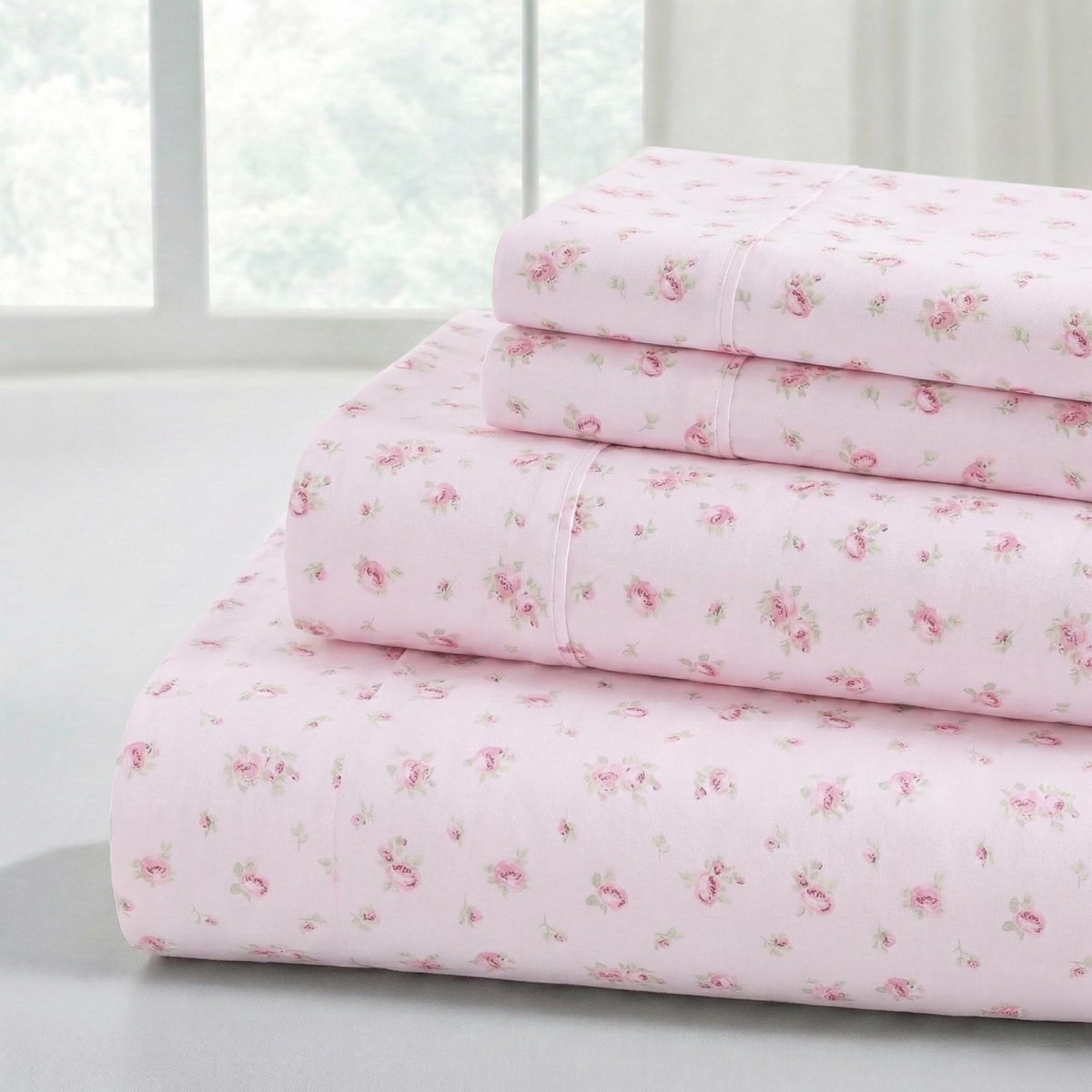 Threads Zijdezachte microvezel en kreukvrije lakens - luxe microvezel lakens inclusief plat laken, hoeslaken met diepe zakken en kussenslopen, roze, twinsize