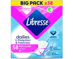 Libresse Dailies V-Protection Regular Inlegkruisjes 58ST - 58 stuks