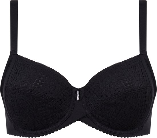 Zwarte Chantelle bh met kanten cups en verstelbare bandjes.