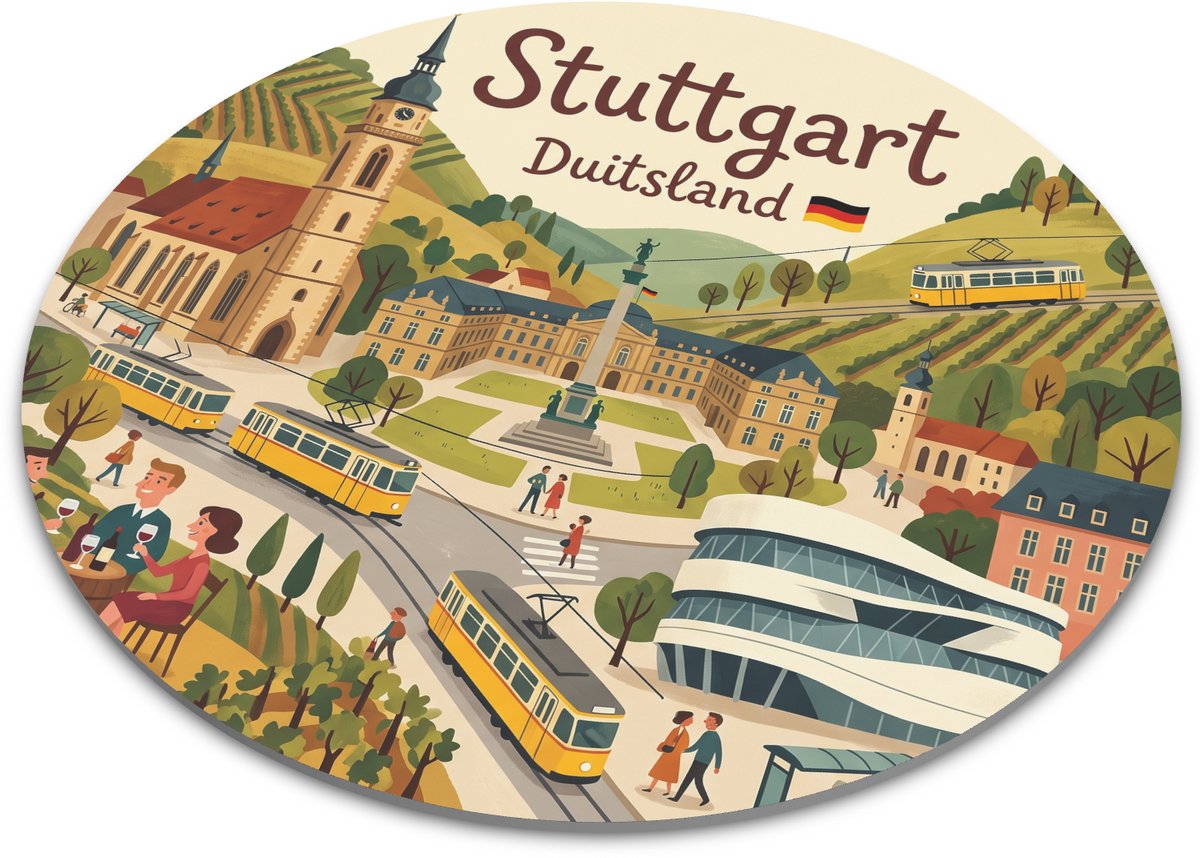 Ronde muismat Stuttgart Duitsland Vintage illustratie