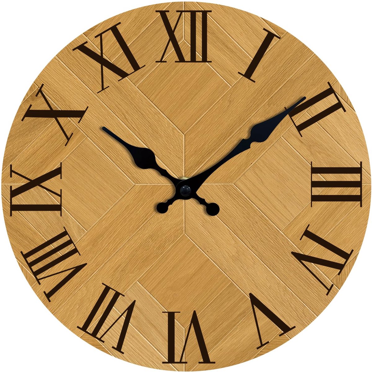 Wandklok met Romeinse cijfers, werkt op batterijen, stil, niet-tikkende ronde klassieke vintage retro wandklok decoratief voor woonkamer keuken thuiskantoor 20 cm (bruin, zwart)