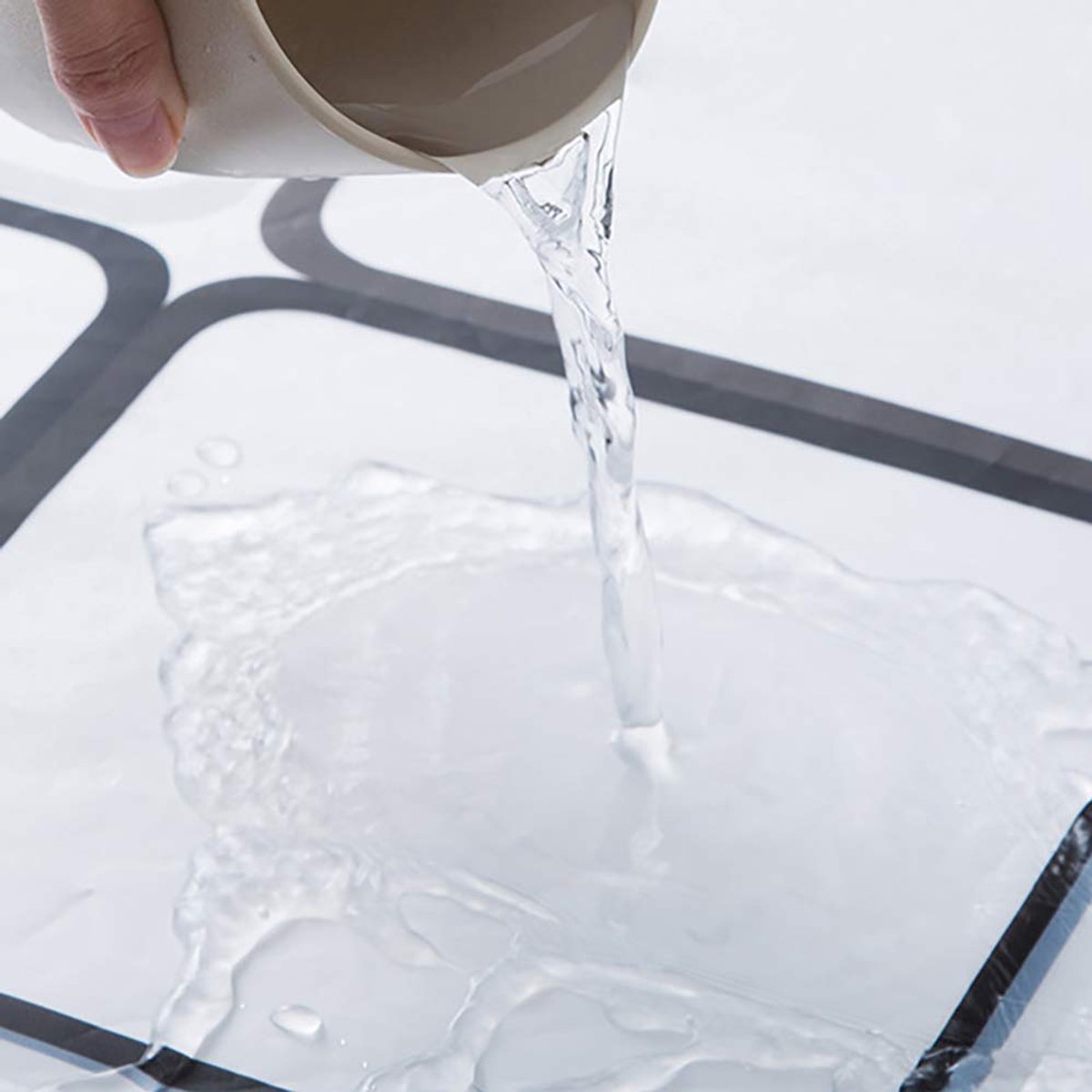 Douchegordijnen Schimmelwerend 180 200 220 240 cm, 180x200 cm, Extra Lange Badgordijnen 200 Drop Zwart en Wit, Waterdichte Grote PEVA Badkamer Gordijnen Vierkant, 12 Hakjes