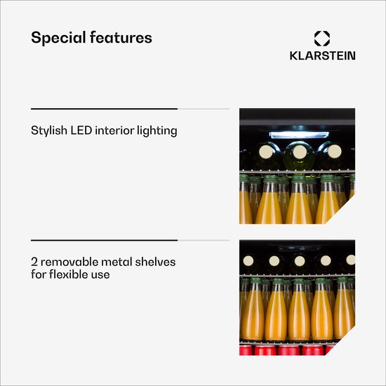 Klarstein Coachella 50 Onyx Dranken Koelkast - 47L Slimme Dranken Koelkast met WiFi, LED Verlichting, Touch Control, 5-18 °C Koeling, Panoramische Glazen Deur, Zwart van Klarstein — afbeelding 4
