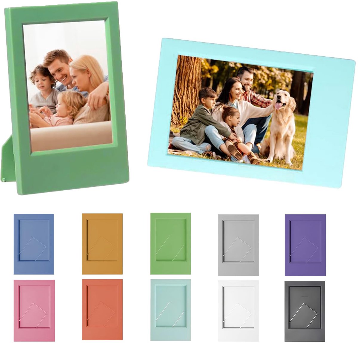 Fotolijsten Magnetisch, 10 Stuks Mini Fotolijsten 8.8 x 6.5 cm, Compatibel met Fujifilm Instax Mini en Polaroid 3-inch Film, voor Bureau, Thuis en Kantoor