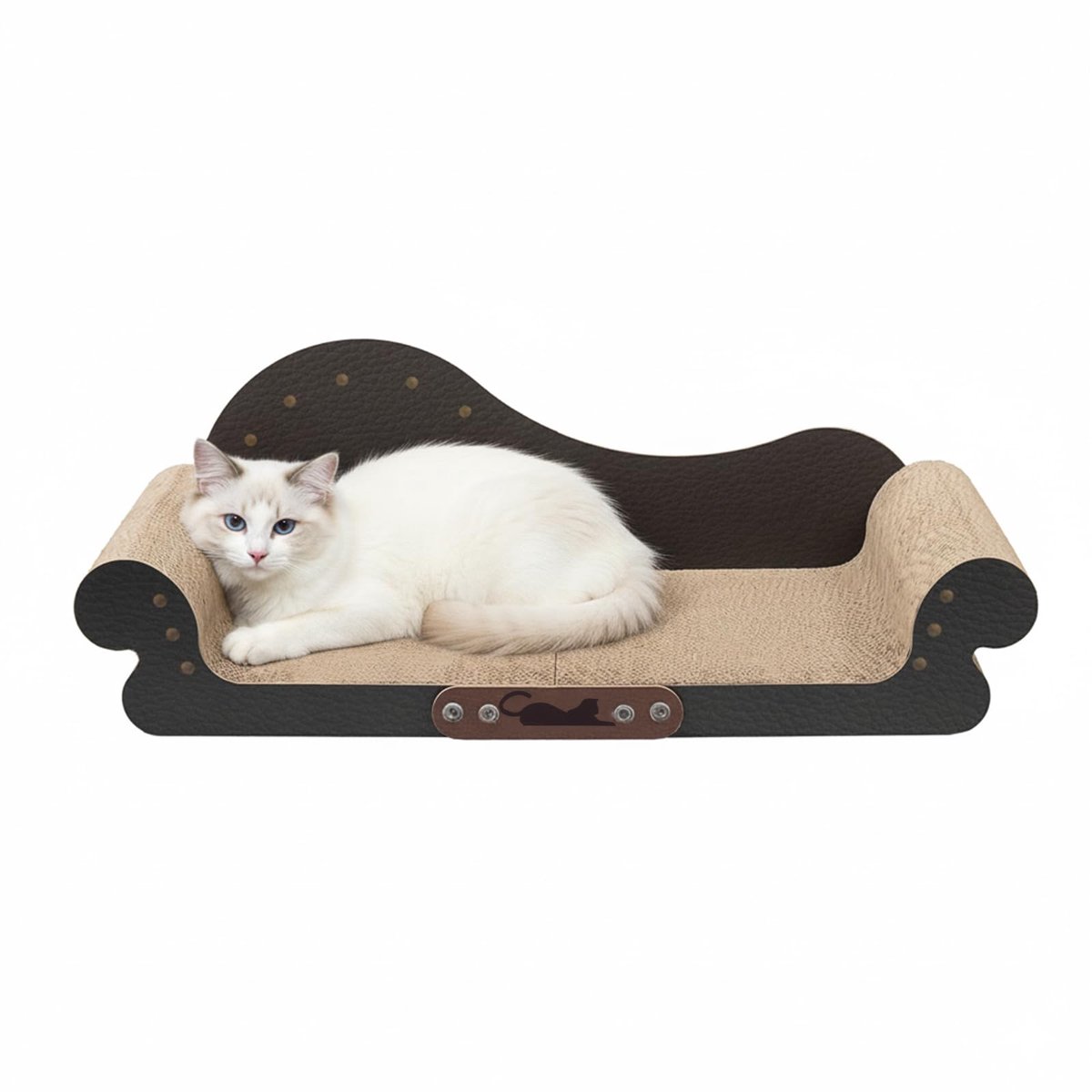 Krabplank voor Katten, 2-in-1 Krabbed, Ideaal voor Nagelslijpen, Verhoogd Comfort voor Katten, XXL 68 cm Breed, Krabmat in Bankdesign, van Hoge Dichtheid Golfkarton