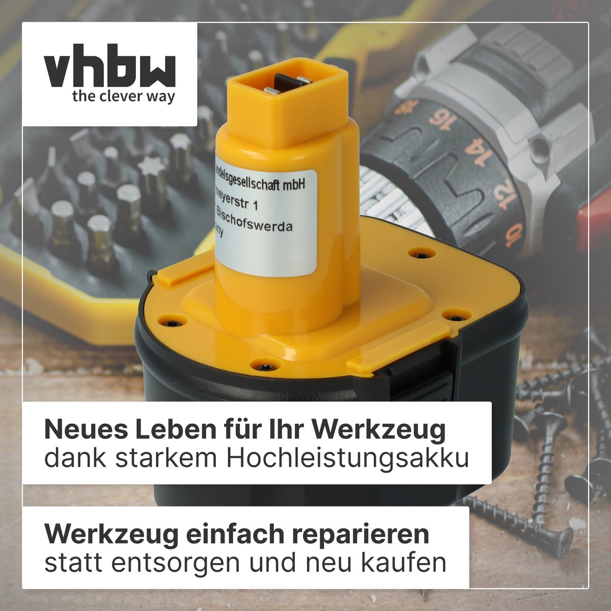 VHBW-vervangingsbatterij voor Black & Decker EZWA57, EZWA50, EZWA49, CD961, FS432, FS#, EZWA61, EZWA60, CD9602K, CD9600K-2 gereedschap (2000 mAh, NiMH, 12 V)